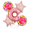 Party-Dekoration, Donut-Folienballon, 5 Stück/Set, alles Gute zum Geburtstag, Hochzeit, Weihnachten, Babyparty, aufblasbare Aluminium-Luftballons, Event-Zubehör, Kinderspielzeug