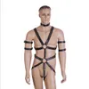 Homens de couro Suspcionistas Correia Corre Bondage Correias Moda Calças ajustáveis ​​Cintas Suspender com clipes de metal Punk Harness Cintos