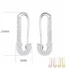 Moonmory France 100% 925 Sterling Silver Safety Pin Earring Three Color Style One Side Zircon Höger vänster 2024