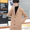 Trench da uomo in lana da 10 colori Giacca casual slim fit Cappotti lunghi Cappotto invernale coreano Giacca a vento da lavoro da uomo Erkekler 5XL 210527