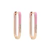 Hoop & Huggie Tiny Rose Gold Color Neon Enamel Earrings Trendy Geometric Statement Square Earring Fashion Jewelry Brincos