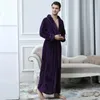 Men's Sleepwear Black Robe Kimono Bath Male Long Sleeve Warm Dressing Gown Herren Schlafanzug Winter Extra Flannel Bathrobe 2021