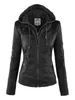 Veste gothique en cuir en cuir femmes sweats à capuche d'automne d'automne d'automne noire de vêtements d'extérieur en faux cuir PU basic veste 210929