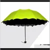 Güneş Kremi Katlanır Butik Şemsiye Üç Katlı Su Duşu Siyah Plastik Anti-UV Prenses Güneş Şemsiye Satılık Tyjef 10L4A
