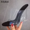 Eilyken Sexy Transparente Kristall Damen Hausschuhe Keilabsatz Schuhe Slides High Heel Mode Sandalen 210928