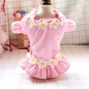 Dog Apparel 2021 Cat Spring And Summer Est Small Flower Decoration Striped Pink Blue Colors Casual Clothes Princess Dress