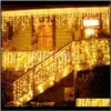 Décorations De Noël Led Glaçons Rue Guirlande Guirlande Lumineuse 5M 216Leds Fée Lumières De Vacances En Plein Air Pour L'année De Mariage Décoration1 7Sj Esu48