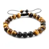 Beaded Strands Tiger Eye Frosted Agate Bead Set Weaving Stone Armband Men's and Women's Diy Hand Jewelry Holiday Gift Chakra Yoga Lovers 'K