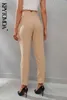 KPYTOMOA Frauen Chic Mode Mit Naht Detail Büro Tragen Hosen Vintage Hohe Taille Zipper Fly Weibliche Knöchel Hosen Mujer 211118