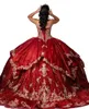 DHL bling Borgogna Paillettes Applique in pizzo Abiti Quinceanera corsetto con lacci Sweet 15 Abiti da spettacolo Plus Size Vestidos de XV a￱os