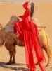 YOSIMI Floor-Length Red Long Women Dress Chiffon Summer V-neck Lantern Sleeve Fit and Flare Party Dresses Elegant 210604