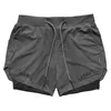 Löpshorts Herr 2 i 1 Fitness Gym Sport Kamouflage Snabbtorka Strand Jogging Korta byxor Träning Bodybuilding Träning