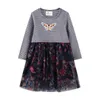 Jumping Meters New Automne Printemps Filles Dresse Papillon Broderie Vente Chaude À Manches Longues Enfants Stripe Vêtements Maille Porter G1026