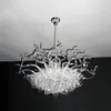 Modern Lamp Chandelier for the Kitchen Stained Glass White Colored Lighting 32 By 32Inches Fixture Handmade Blown Crystal Chandeliers Duplex Building Art Deco