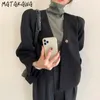 MATAKAWA automne Simple col en v femme veste un bouton lâche décontracté veste courte femme coréenne manteaux femmes 210513
