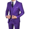 Slim Fit Casual Men Suits with Peaked Lapel Wedding Tuxedos for Groomsmen 3 Pieces Male Fashion Jacket Vest Pants Latest Style X0909