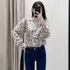 Primavera Outono Mulheres Casuais Loose Floral Impressão Longa Manga Tops Vintage Carrinho Bohemia Camisa Férias Bohemia 210423