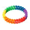 Bracciale in silicone senza parole Bracciale in silicone a sei strati Colore arcobaleno gay Bracciale con anello per mano in bianco Accessori per stelle