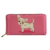 Chihuahua النساء جلد محفظة dachshund الإناث أزياء الهاتف المحافظ بطاقات حامل فتاة عملة محفظة مخلب مخصص حقيبة المال