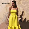 Straplez Abiye Vestidos De Fiesta Noche Kolsuz Gelinlik Modelleri Sarı Parti Körottajları 2022 Örgün Kıyafet