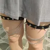 Anklets Rivets Pu Leather Leg Tassel Chain Sexy Punk Love Garter Sock Harness Adjustable Bondage Cosplay Goth Foot Ring Anklet