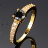Wedding Rings Dainty Male Female Black Crystal Stone Ring Charm Gold Color Engagement Vintage Round Zircon For Women Men