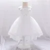 Baby Girl Clothes Beads Flower Vestidos For s Princess Dress Infant 1st Year Birthday Party born Wedding 210508