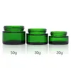 Grön Glasflaska Kosmetika Läppstift Ointment Round Test Tube PP Foder 20g 30g 50g