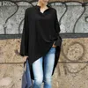 Women's Blouses & Shirts Casual Long Sleeve OL Blouse Women Baggy Solid V Neck Blusa High Low Tunic Tops Oversized Autumn Asymmetrica