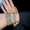 Mode géométrique rond Zircon Bracelet Bracelets pour femmes rose vert cristal manchette Bracelets mariages fête bijoux