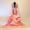 Femmes de nuit de luxe sexy dentelle robe de nuit femmes kimono maxi robe robe maille à manches longues fourrure babydoll fête robes de nuit