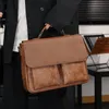 Sacs à bandoulière en cuir pour hommes horizontal grande capacité mallette d'affaires à clapet poche décoration hommes sac à main décontracté couleur unie sac à dos en cuir 21082