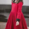 Grandes filles robes plissées rouges enfants couleur contrastée col de poupée robe à manches longues noël enfants princesse vêtements Q22887937069