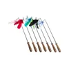 pet cat kitten toys playing toys for pet cat kitten teaser fishing pole rod wooden sticks retractable feather 20pcs 4928 Q2