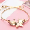 Neoglory Austrian Crystal Butterfly Design Bangles Bracelets Light Yellow Gold Color for Women Jewelry 2020 New Js6 But-g Q0720