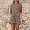 Dames Jumpsuits Rompers Womail Bodysuit Damesmode Zomer Boho Korte Mouw Playsuit Jumpsuit Pocket Romper Vakantie Casual Holiday 2