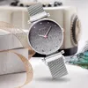 نساء الساعات سوار الفضة الفولاذ المقاوم للصدأ STARY SKY MAGNECT MESH STRAP WOMENS WOMENS QUARTZ Diamond Wristwatches