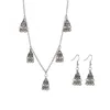 Örhängen halsband kvinnor smycken silver färgklockor örhänge/halsband set bijoux bröllop hängare bohemia jhumka