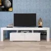 US Stock Home Mobiliário moderno TV White TV, 20 cores LED TV Stands w / Luzes de Controle Remoto A00