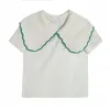 Kontrast Białe Koszulki Kobiety Krótki Rękaw Crop Top Female Summer Fashion Cute Women's Cotton T-shirt dla dziewcząt 210519