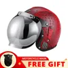 Casques de moto Certification DOT personnalisé Vintage PU casque ouvert quatre saisons hommes femmes rétro moto Scooter Jet Casco