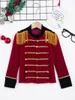 Giacche 416 Rosso Bambini Ragazzi Costume da circo Velluto Cappotto a maniche lunghe Nappe intrecciate dorate Tamburo Tromba Squadra Guardia d'onore Performance Un7880912