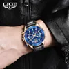 Lige Chronograph Mensウォッチブランド豪華カジュアルスポーツクォーツレザー腕時計防水メンズ腕時計腕時計210517