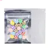 6.5x9cm(2.5x3.5in) Clear Front Aluminum Foil Mylar Flat Pouches Tear Notch Small Zip Lock Bags white package baggoods