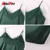 Halter Top Women Lace Camisoles décontractées Femmes sans manches Silk Dames Tank S Women Summer Elegant Satin Cami 210428