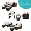 US stock GO 5-Piece Patio Furniture sets PE Rattan Wicker Sectional Lounger Sofa Set with Glass Table and Chair a54528Y