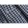 Tweed kvinnor houndstooth löst blazers vårhöst mode damer elegant patchwork plaid jackor casual kvinnlig chic 210430