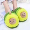 Plush Avocado Slippers Fruit Toys Cute Pig Cattle Warm Winter Adult Shoes Doll Women Indoor Household Products H1122