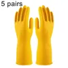 Disposable Gloves 40%5 Pairs Long Sleeve Anti-skid Waterproof Household Dishwashing Latex