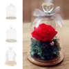 Wyczyść Wazony Szklane Kwiat Wyświetlacz Cloche Bell Jar Kopuła Nieśmiertelna Konserwacja Z Drewnianą Podstawą Kwiat Kwiat Glass Home Decor 210409